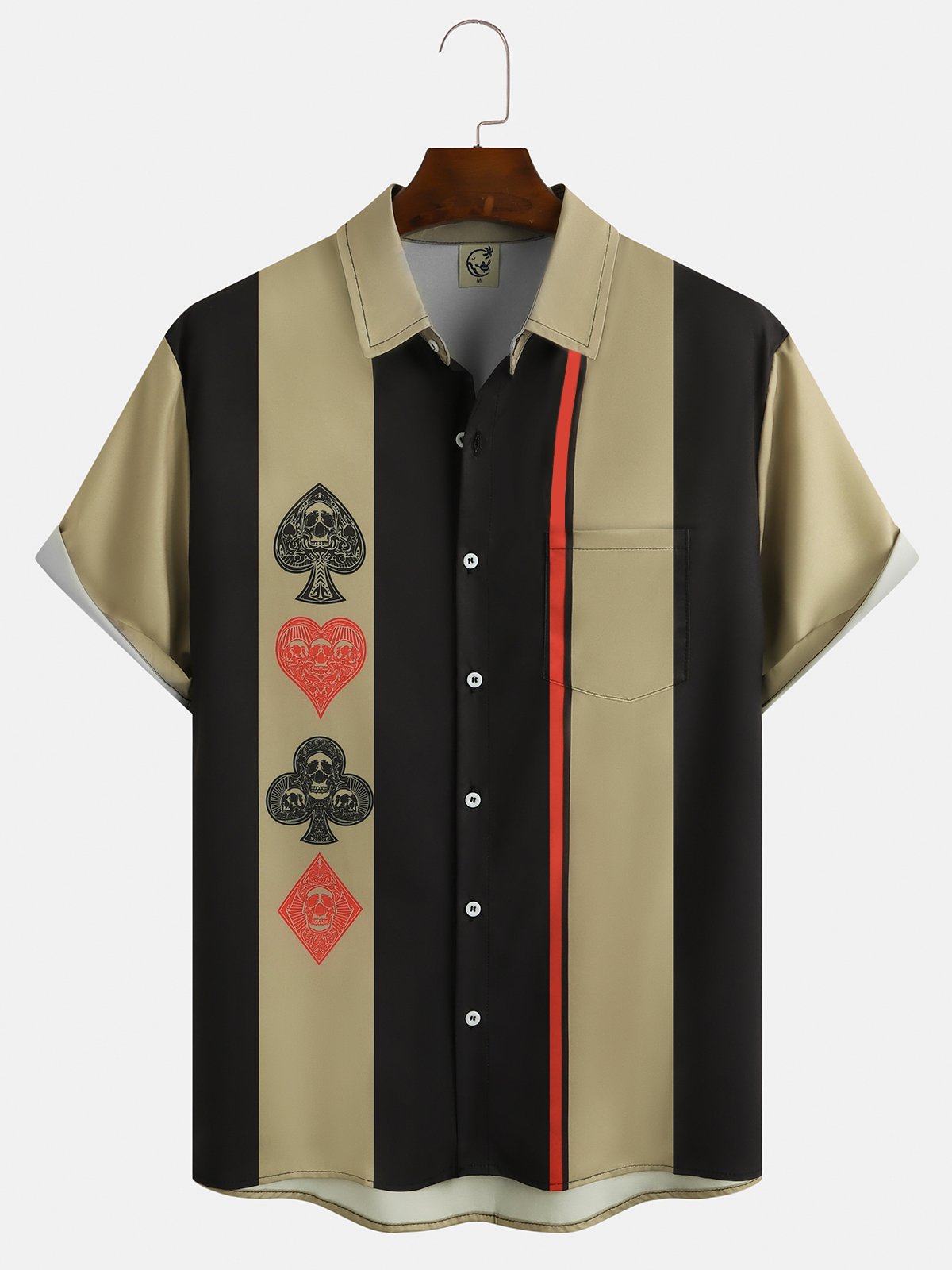 Men's Creative Playing Card Pattern Print Casual Breathable Hawaiian Short Sleeve Shirt