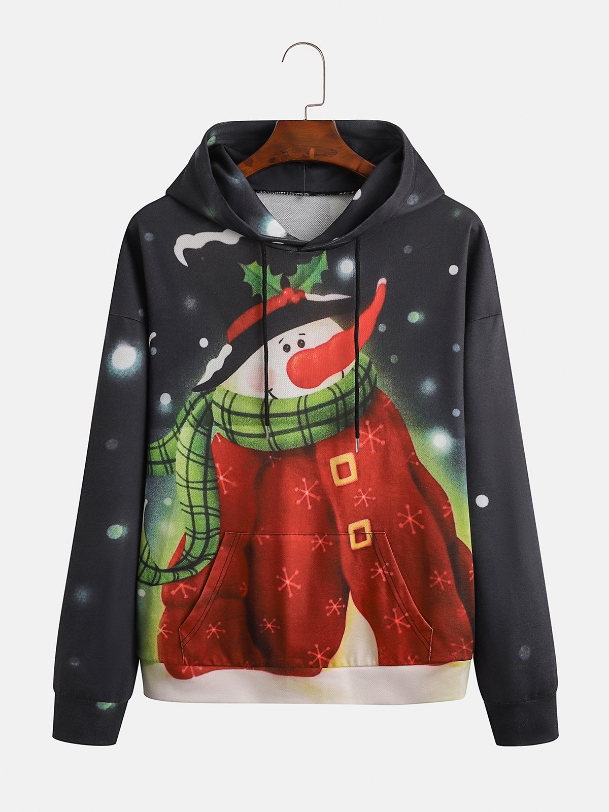 Men's Christmas Snowman Graphic Print Hoodie