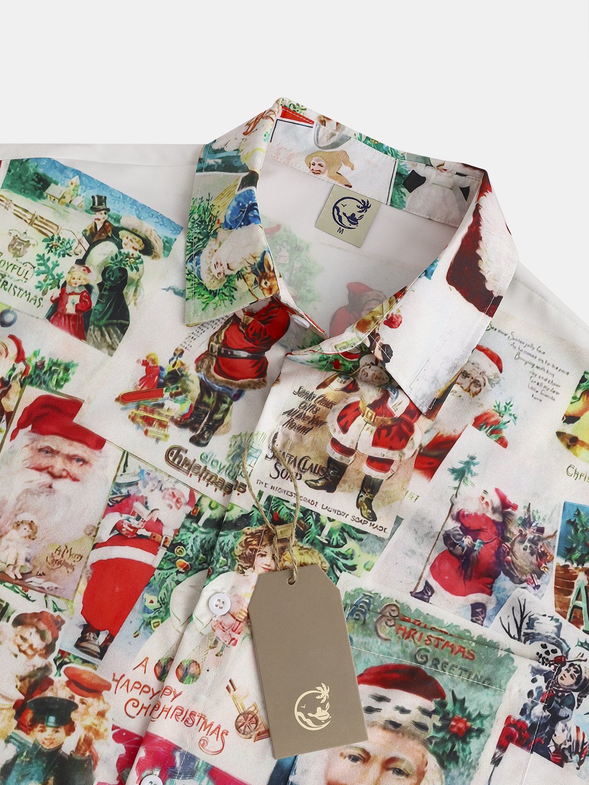 Men's Christmas Elements Santa Graphic Print Short Sleeve Shirt