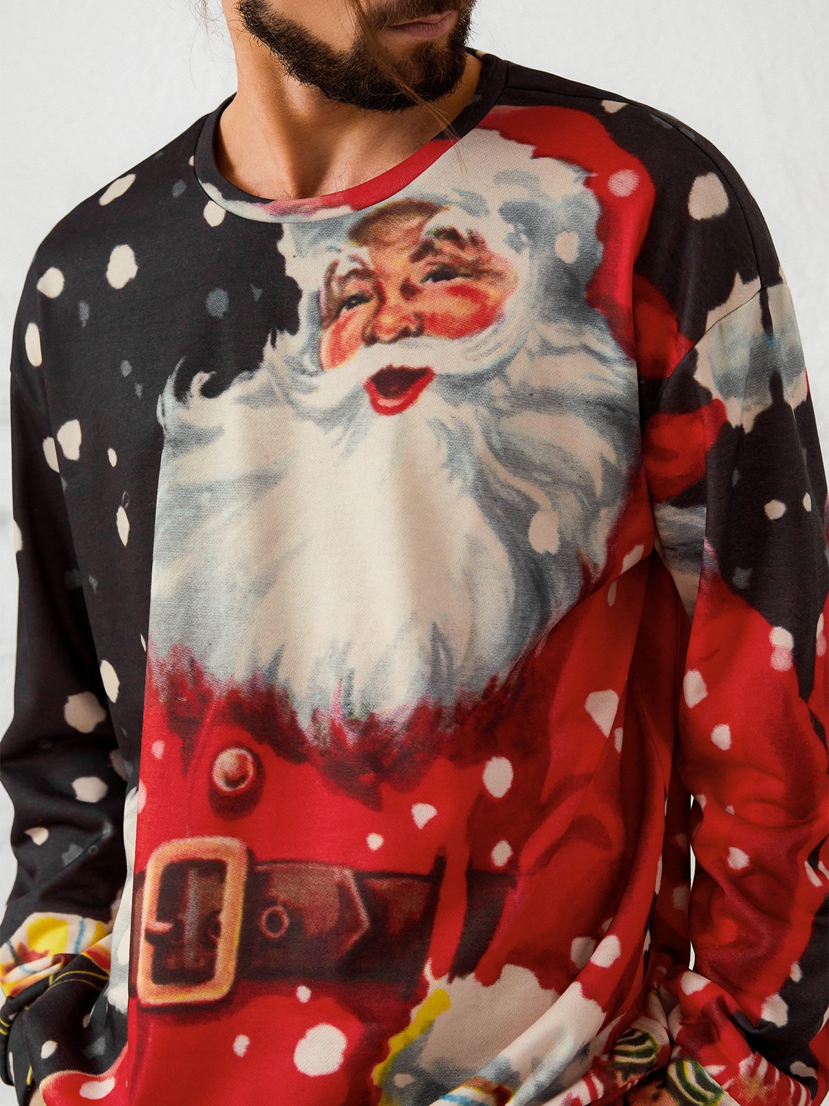 Hardaddy Men's Christmas Graphic Print Crew Neck Sweatshirt