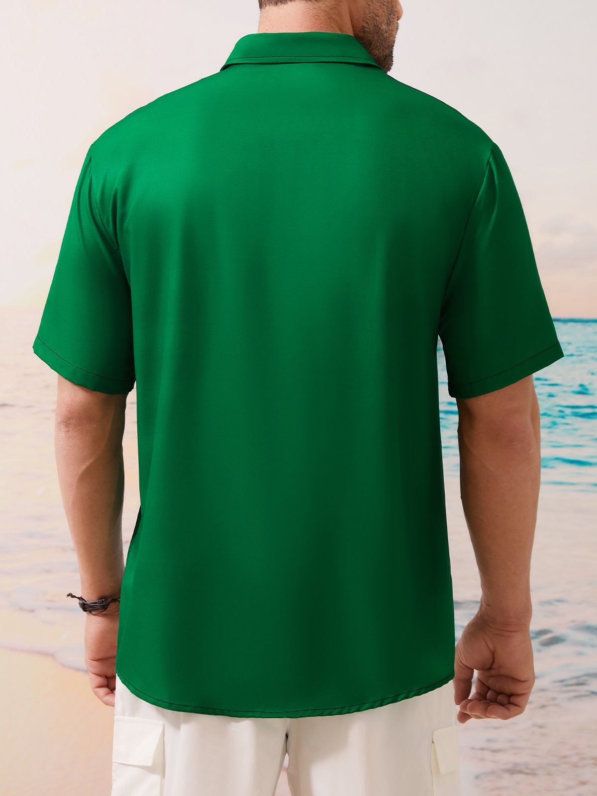 Hardaddy Hawaiian Button Up Shirt for Men Green St. Patrick's Day Lucky Clover Regular Fit Short Sleeve Bowling Shirt St Paddy's Day Shirt