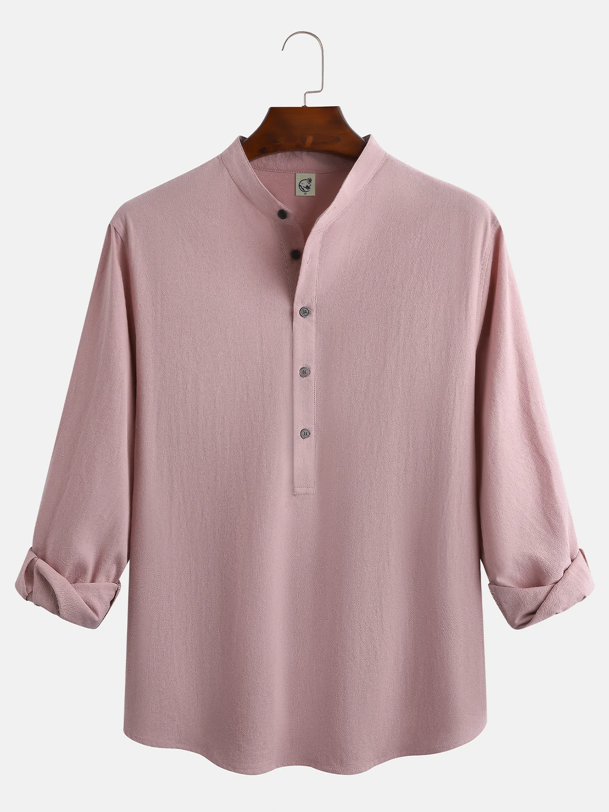 Men's Cotton Linen Plain Color Casual Long Sleeve Shirt