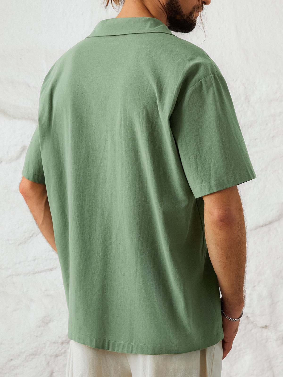 Hardaddy Cotton Linen Style American Casual Basic Linen Shirt
