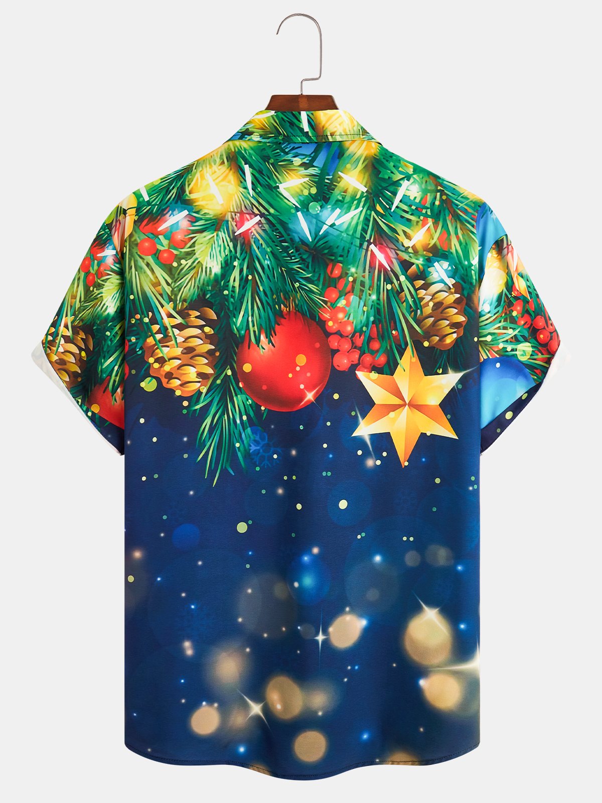 Christmas Chest Pocket Short Sleeve Casual Shirt