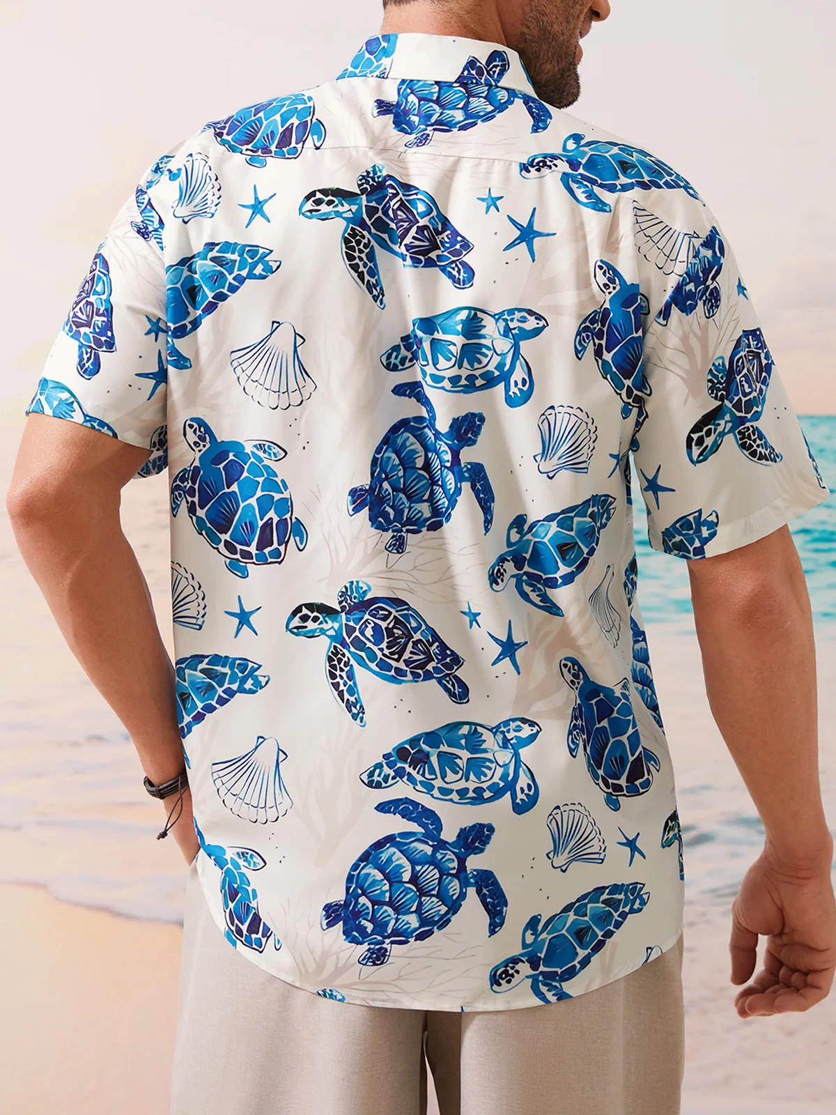 Hardaddy Sea Turtle Chest Pocket Short Sleeve Hawaiian Shirt