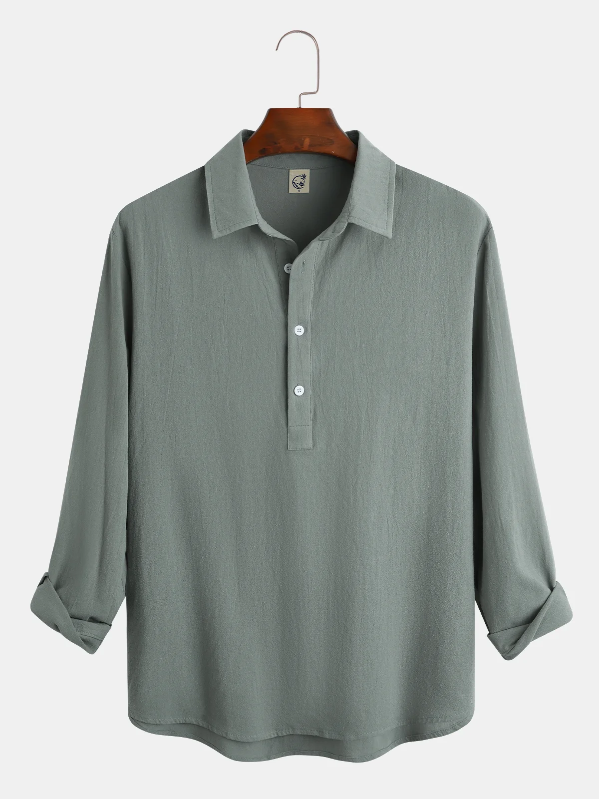 Cotton-flax style n casual long-sleeved linen shirt in clean color base