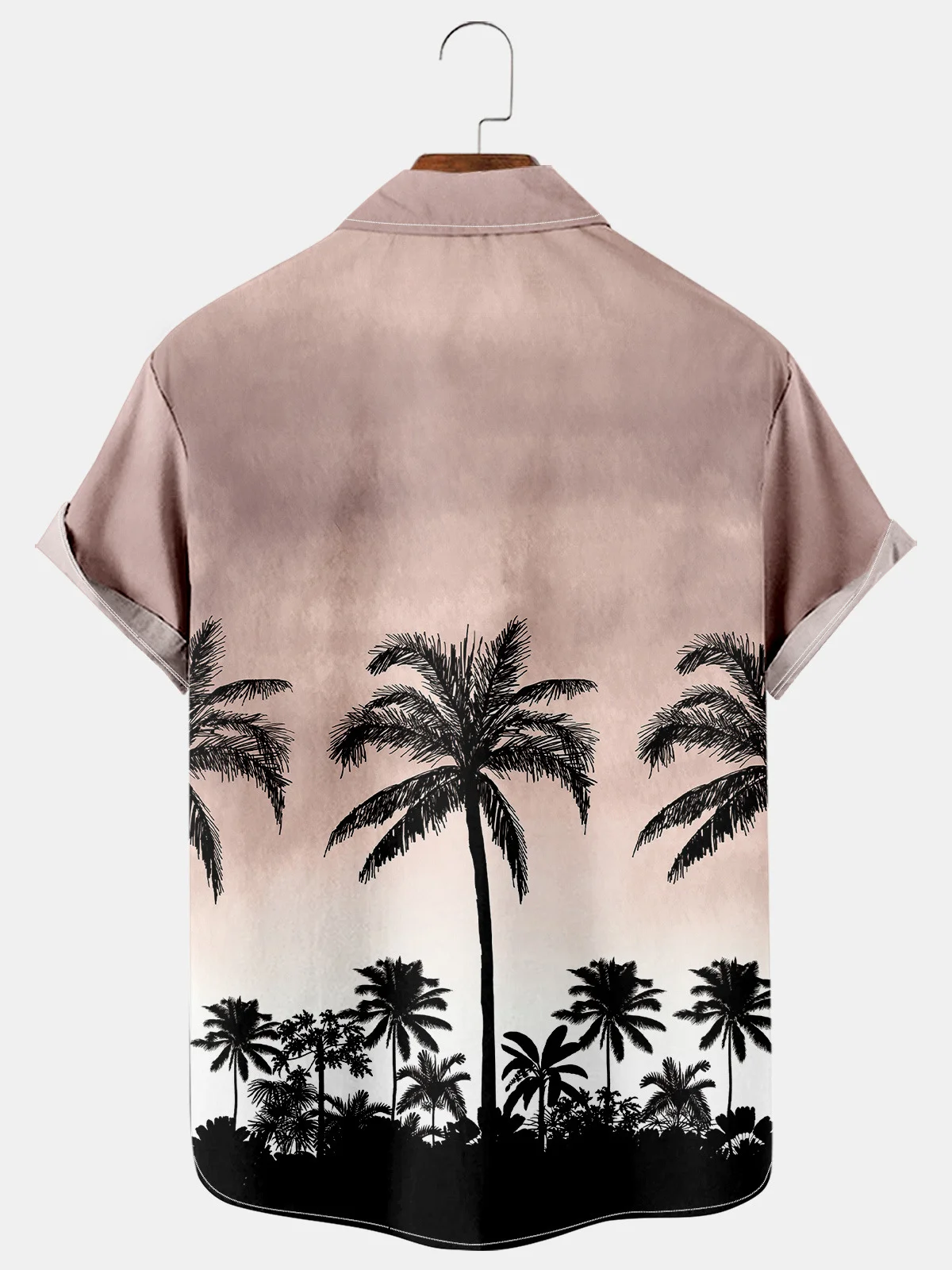 Mens Coconut Tree Printed Casual Breathable Hawaiian Short Sleeve Shirt