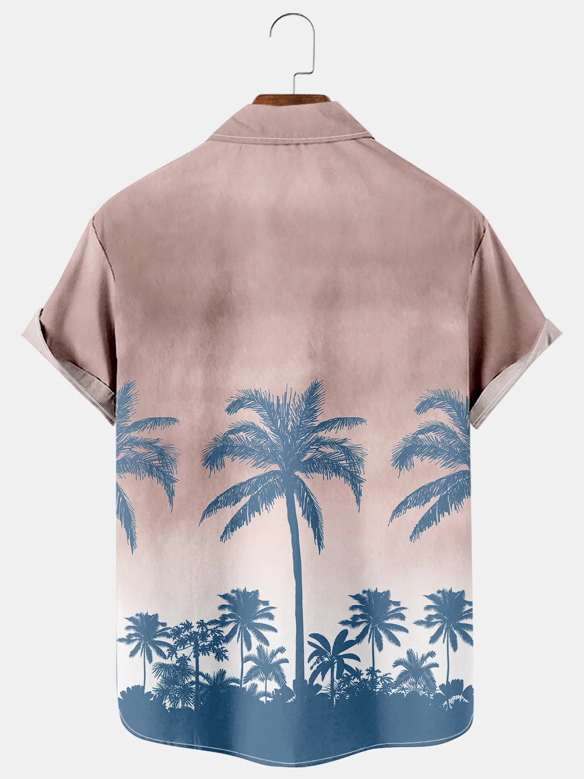 Mens Coconut Tree Printed Casual Breathable Hawaiian Short Sleeve Shirt