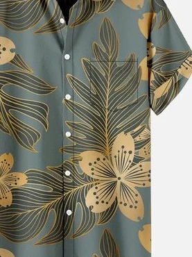 Hardaddy Mens Floral Print Casual Breathable Hawaiian Short Sleeve Shirt