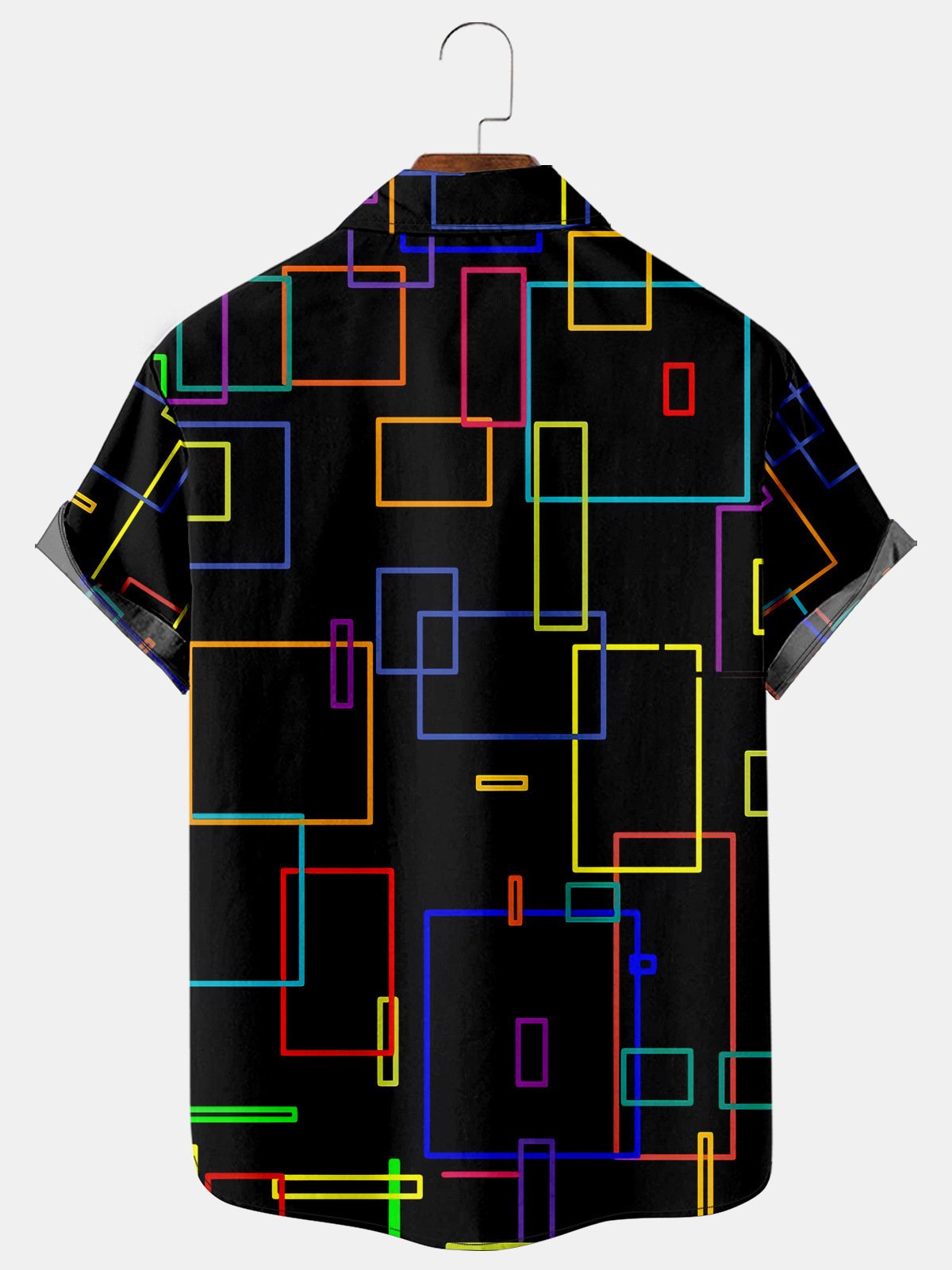 Hardaddy Men's Rainbow Line Print Casual Short Sleeve Hawaiian Shirt