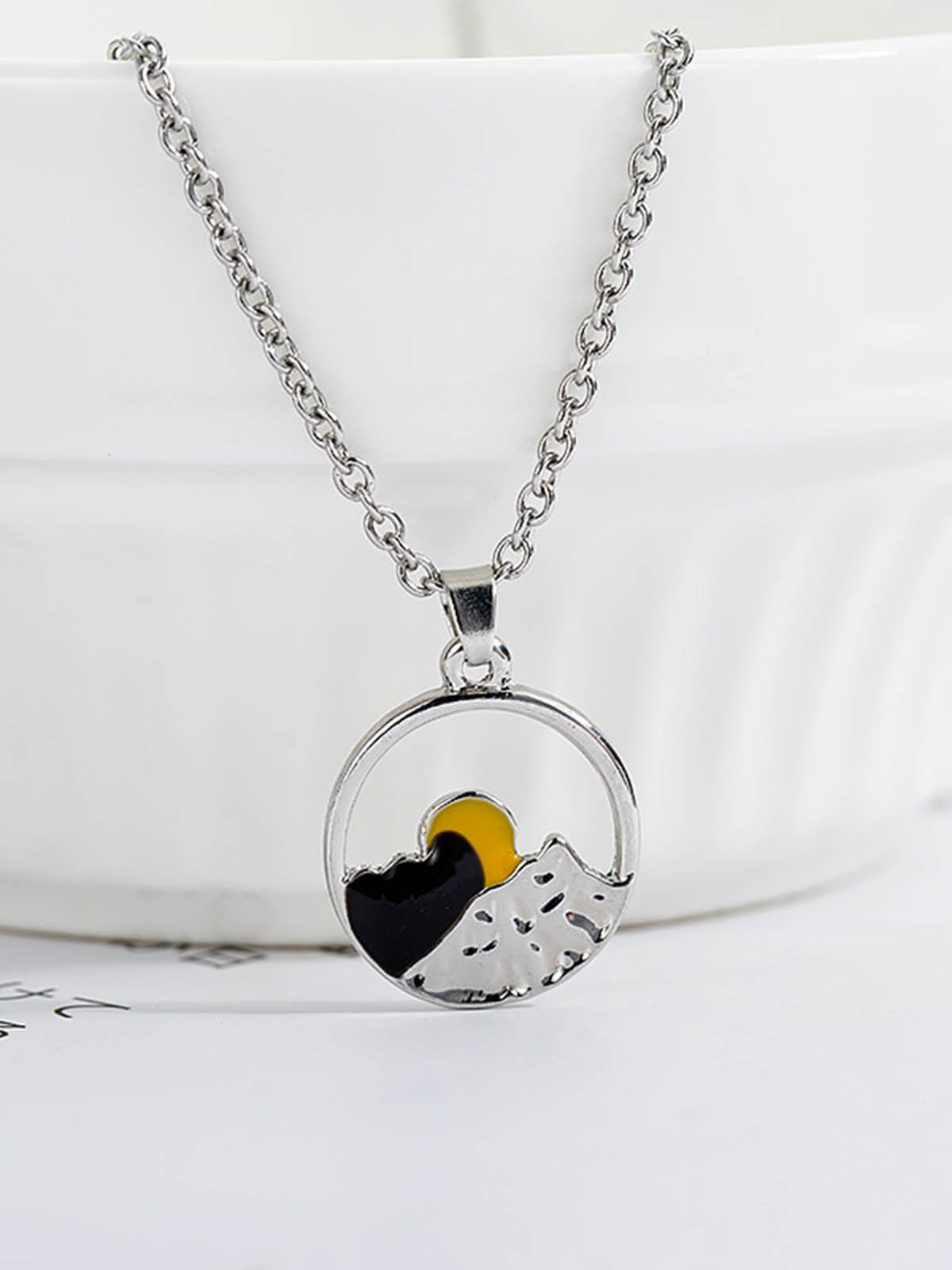 Men's Hawaiian Vintage Sunrise Sunset Pendant Necklace