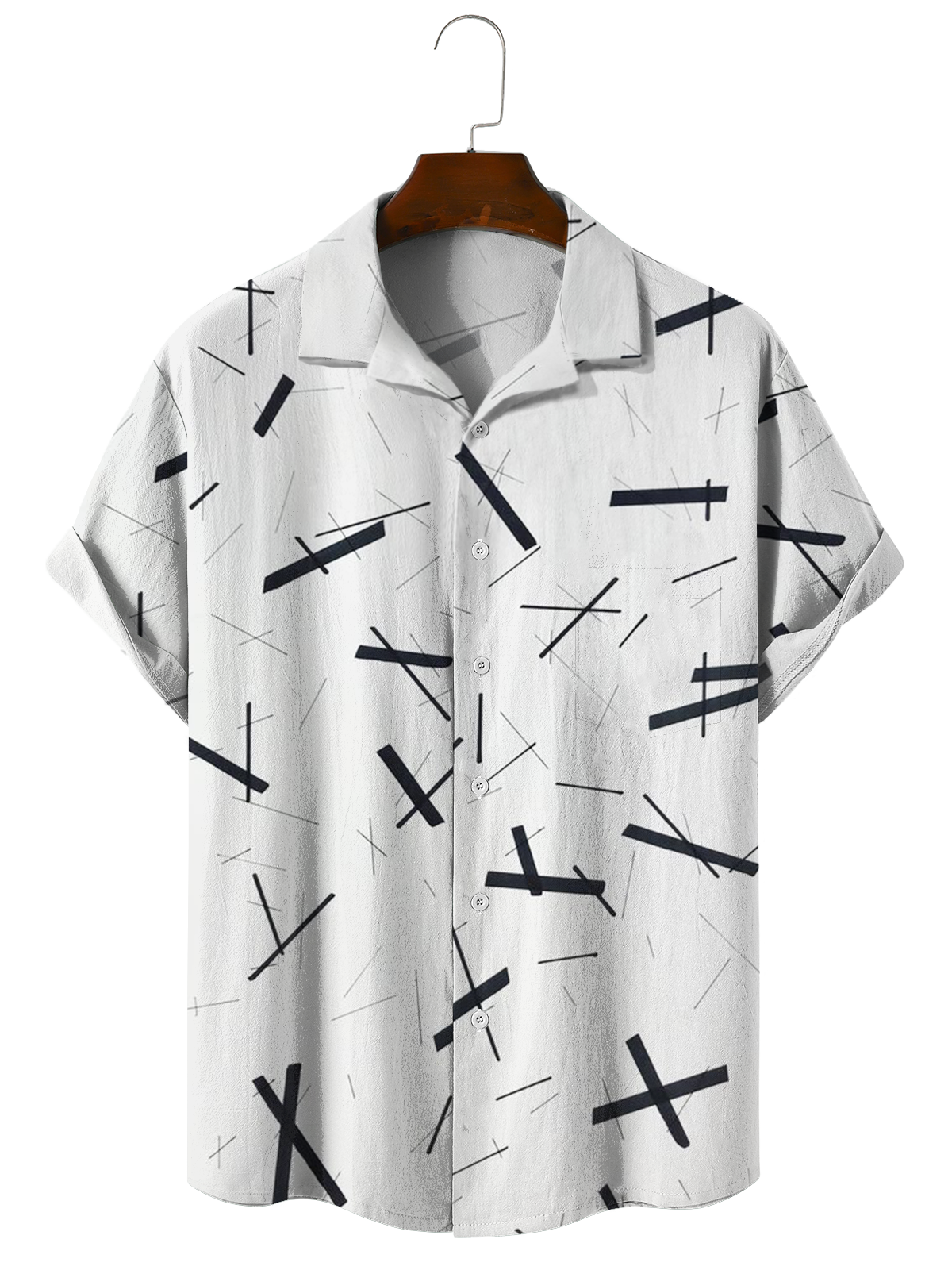 Cotton and linen style geometric striped linen shirt