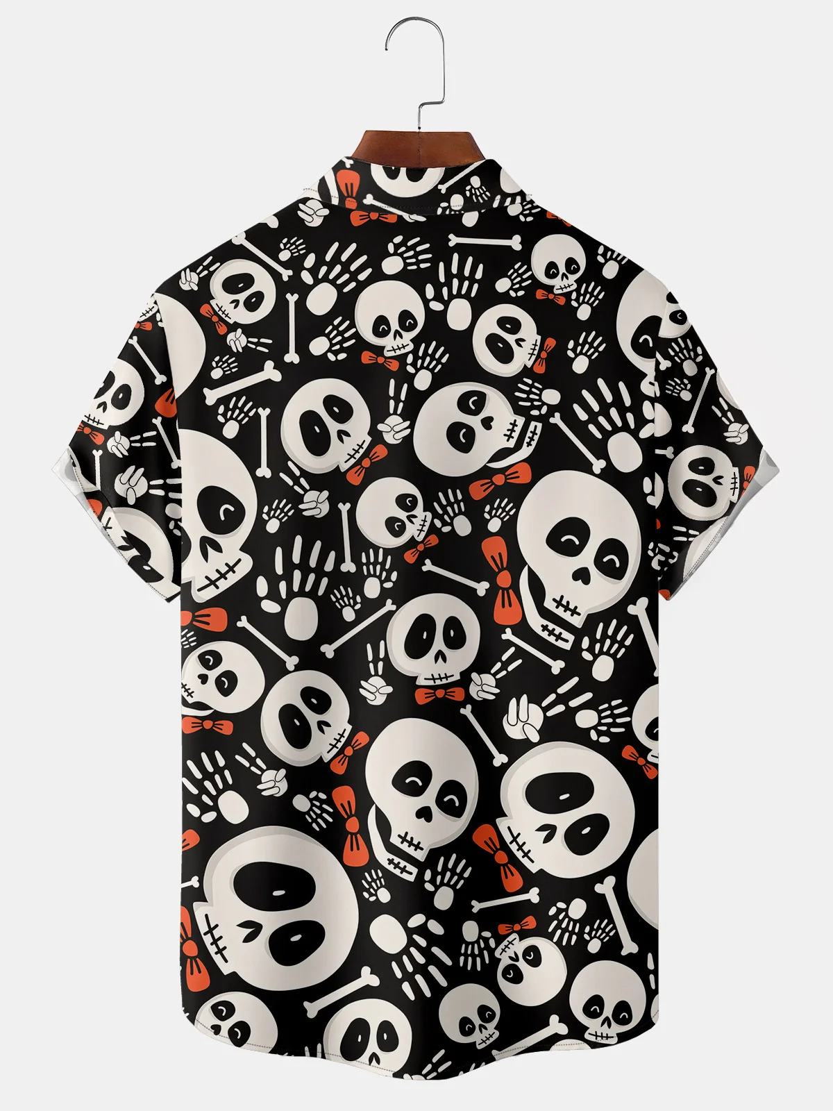 Men's Halloween Skull Print Casual Breathable Short Sleeve Shirt