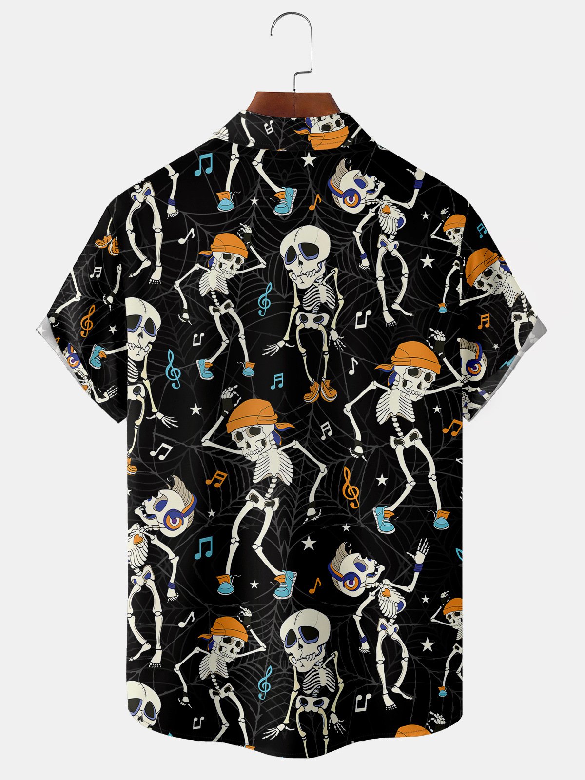 Men's Halloween Skull Graphic Print Short Sleeve Shirt