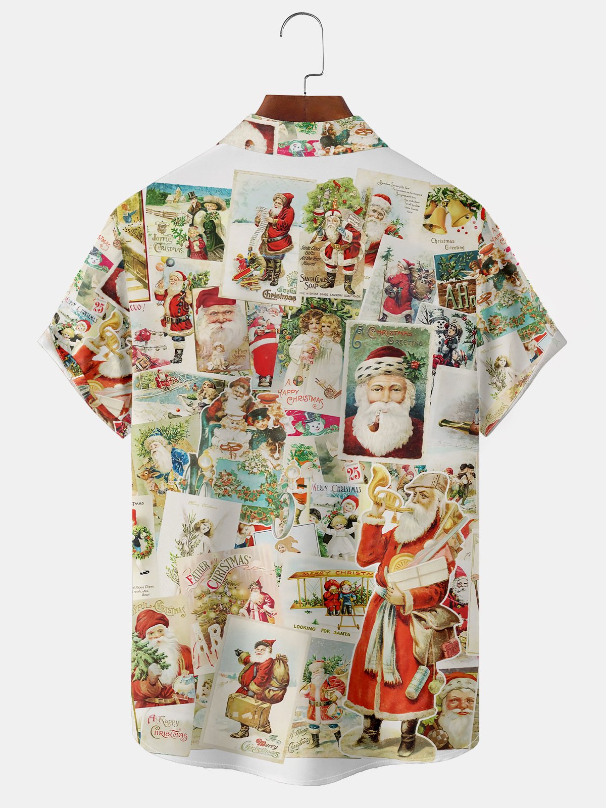 Men's Christmas Elements Santa Graphic Print Short Sleeve Shirt