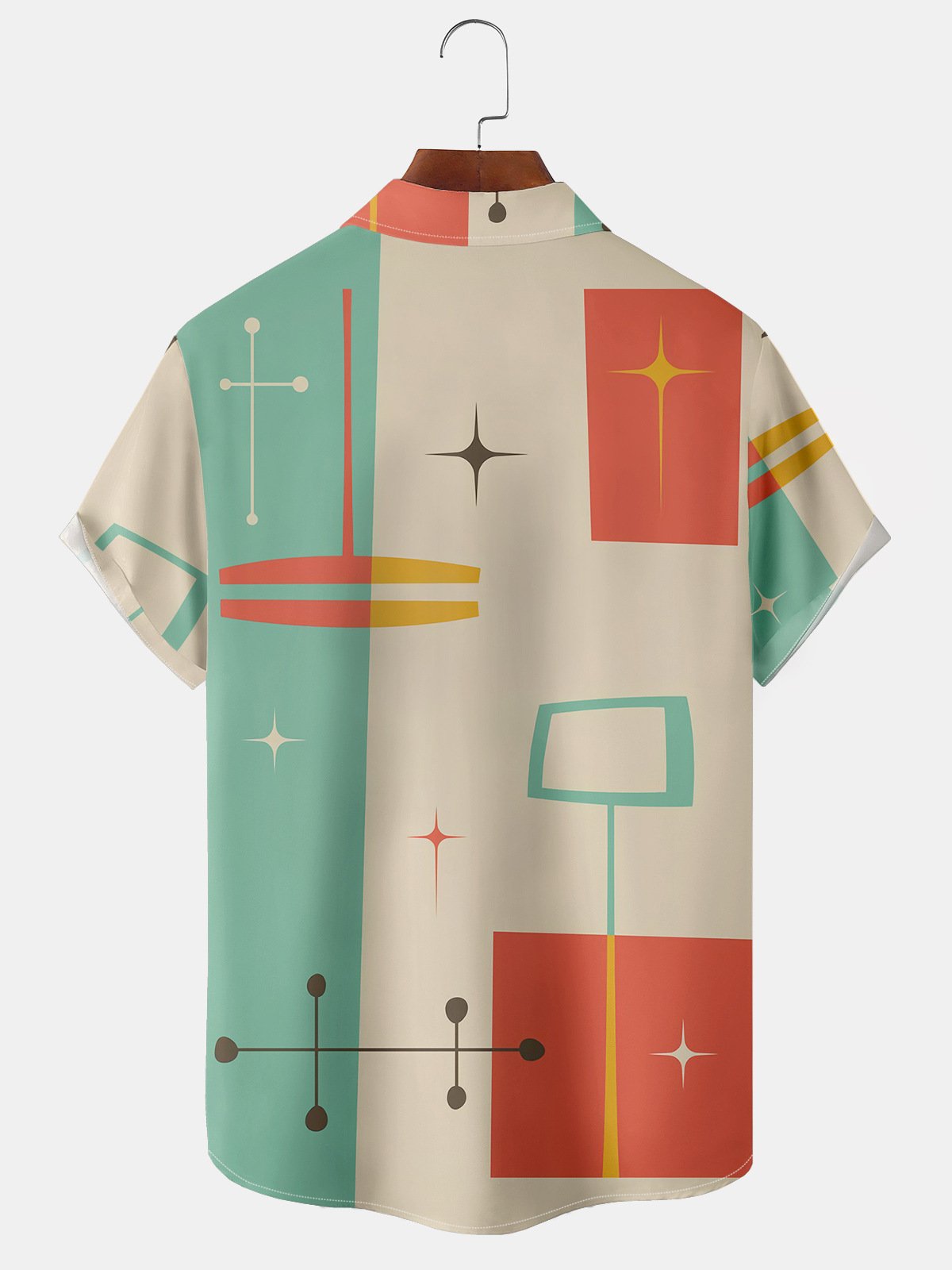 Men's Geometric Print Casual Breathable Hawaiian Short Sleeve Shirt