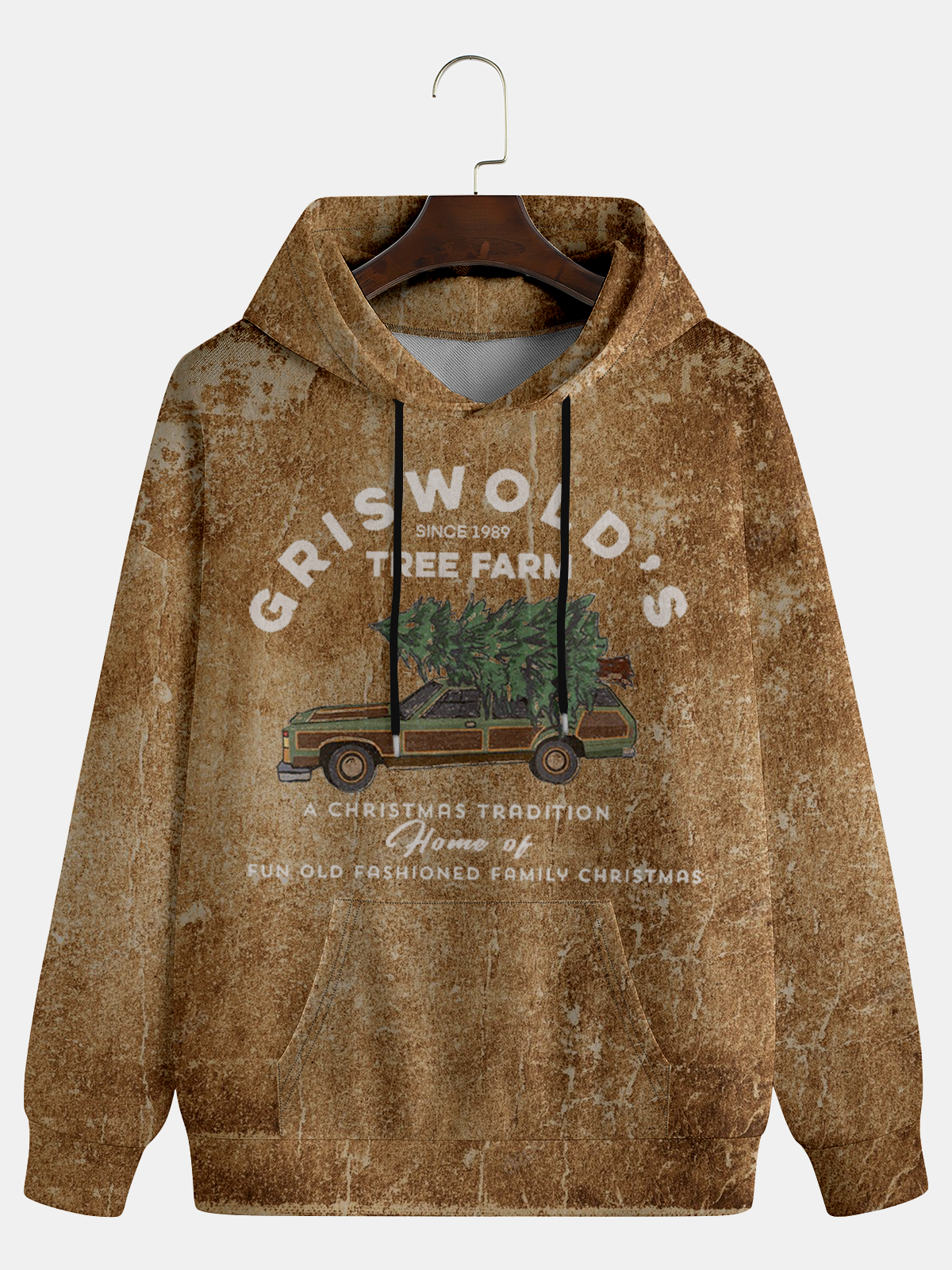 Men's Christmas Elements Christmas Tree Car Graphic Print Long Sleeve Sweatshirt