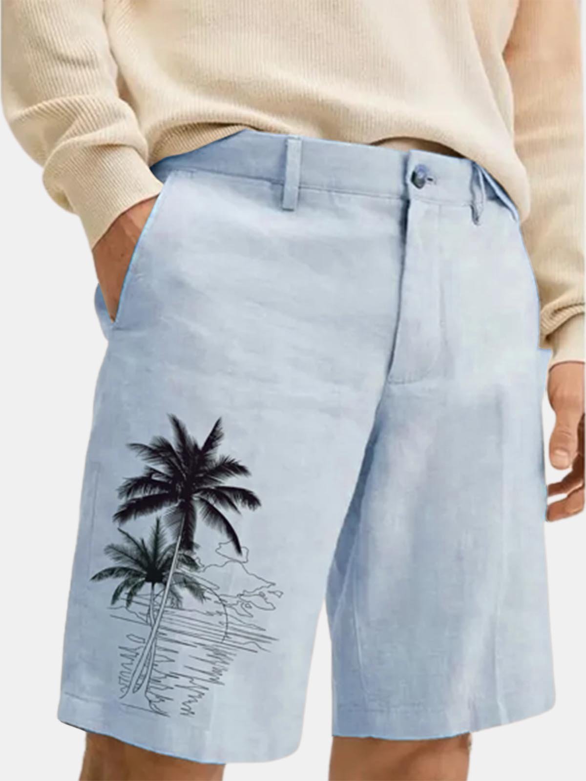 Hardaddy Cotton Linen Hawaiian Casual Shorts