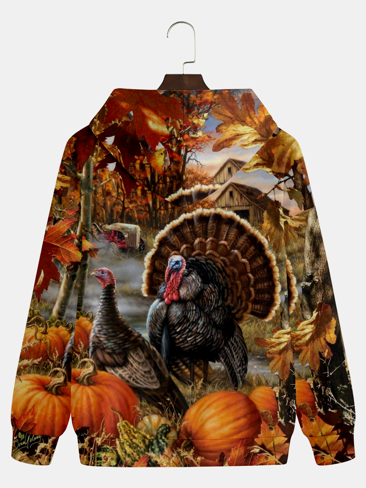 Men's Thanksgiving Turkey Graphic Print Hoodie