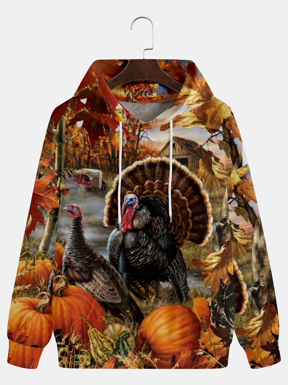 Men's Thanksgiving Turkey Graphic Print Hoodie