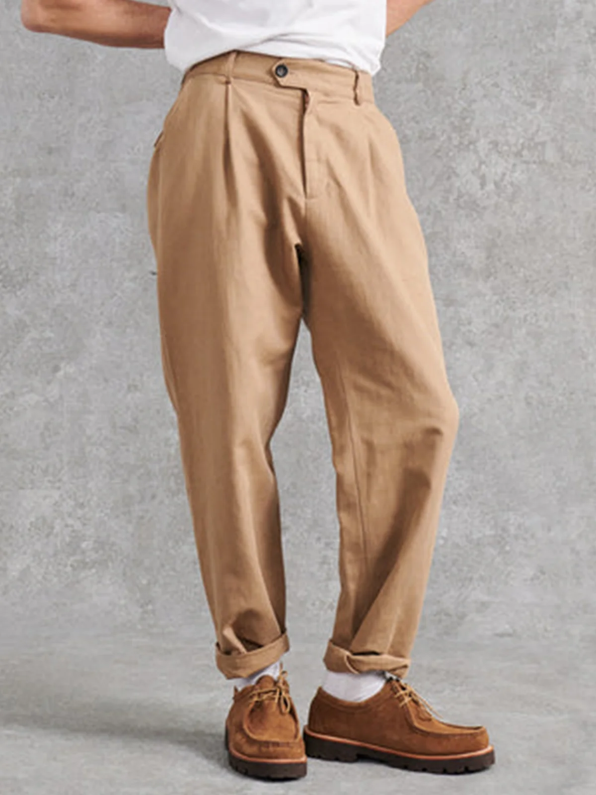 Cotton and linen style american-style based comfortable leisure trousers