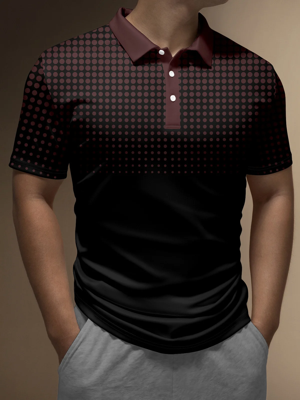 Polka Dot Gradient Buttons Short Sleeve Polo
