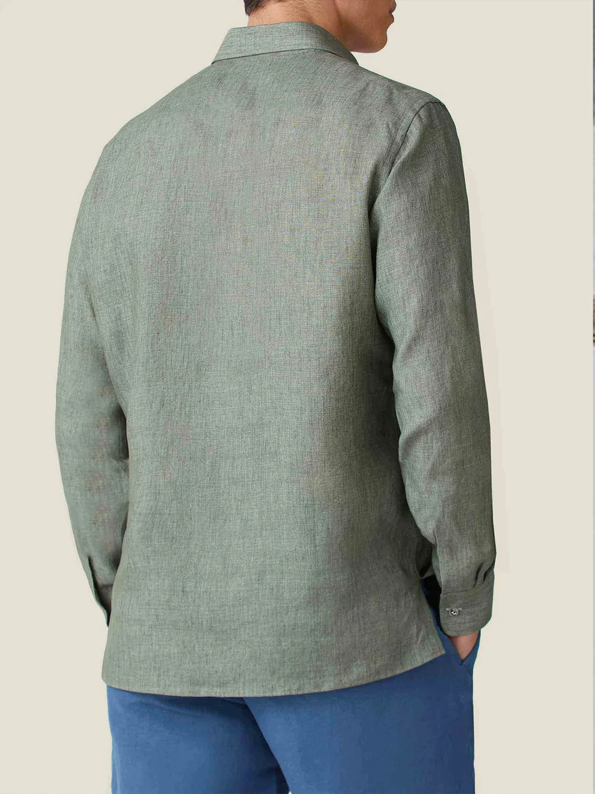 Cotton-flax style n casual long-sleeved linen shirt in clean color base