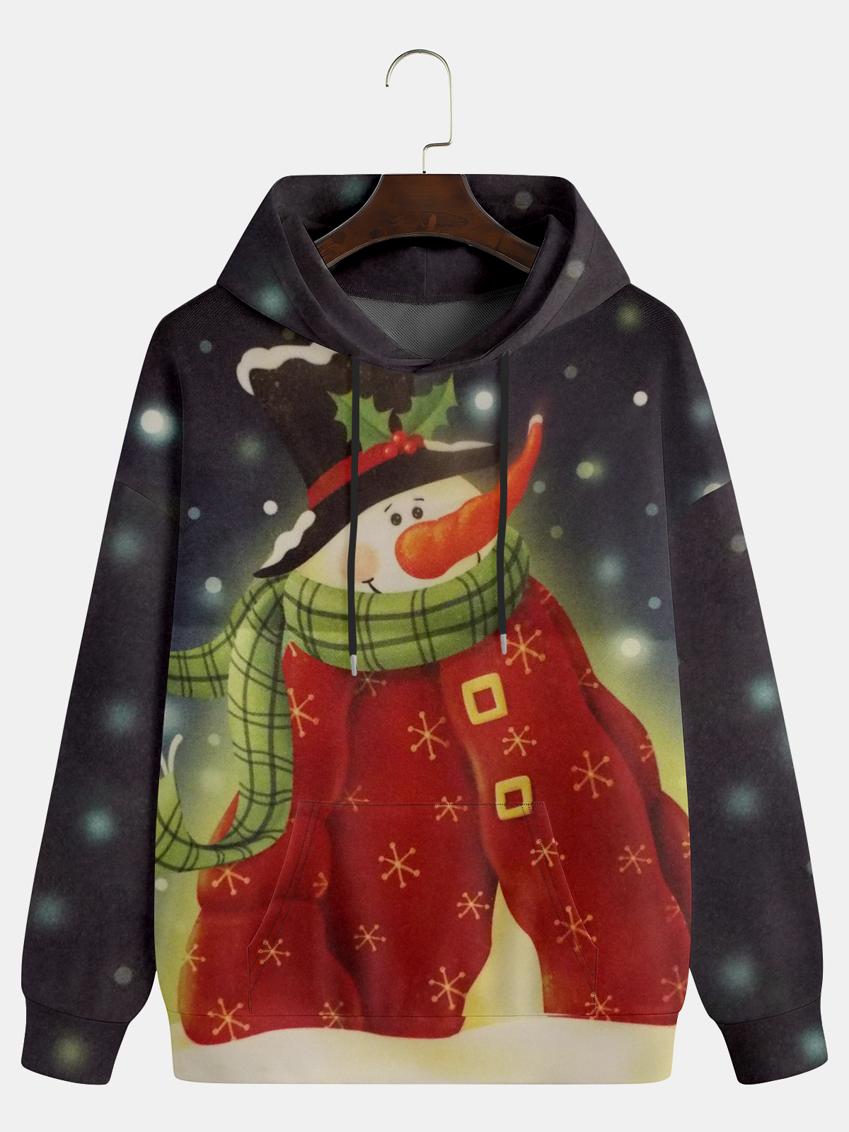 Men's Christmas Snowman Graphic Print Hoodie