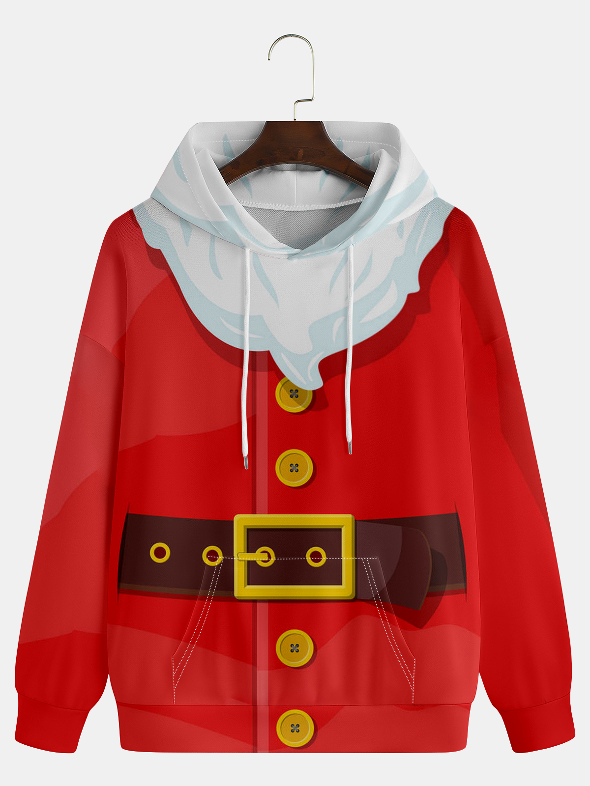 Belt Button Santa Costume Graphic Hooded Sweatshirt