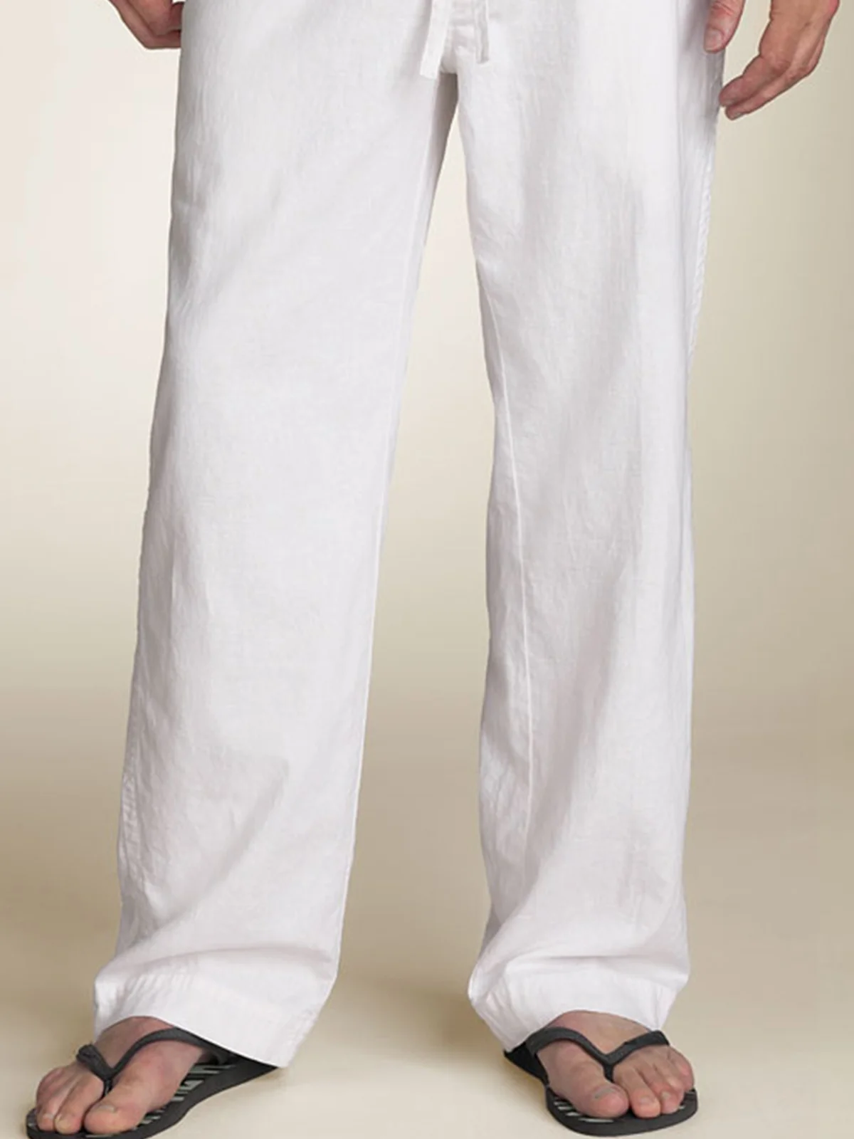 Solid Color Elastic Waist Trousers Casual Style Bottoms