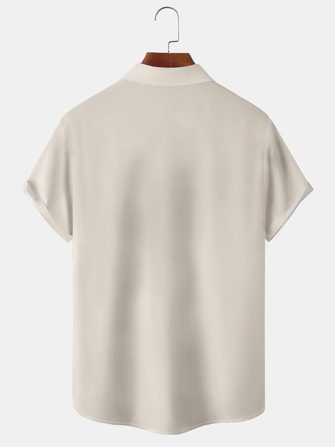 Hardaddy Big Size Stripes Short Sleeve Bowling Shirt