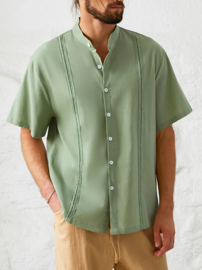 Plain Cotton Short Sleeve Guayabela Shirt