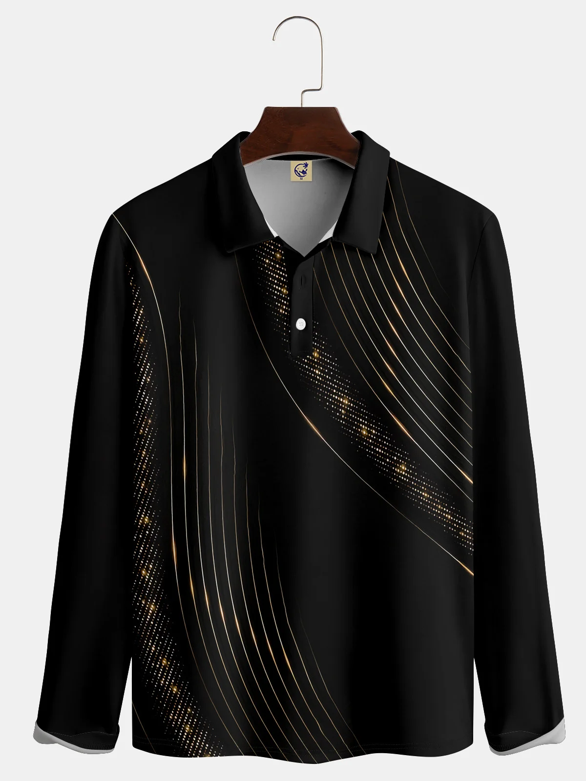 Abstract Striped Buttons Long Sleeve Polo