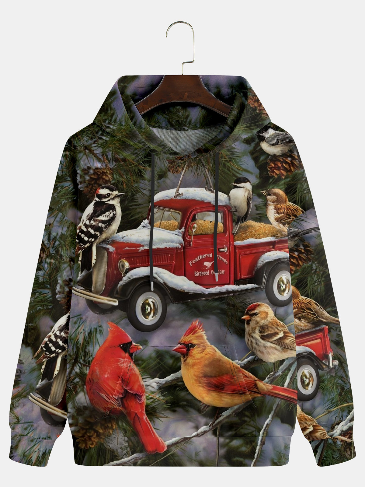 Christmas Car Bird Hoodie Sweatshirt