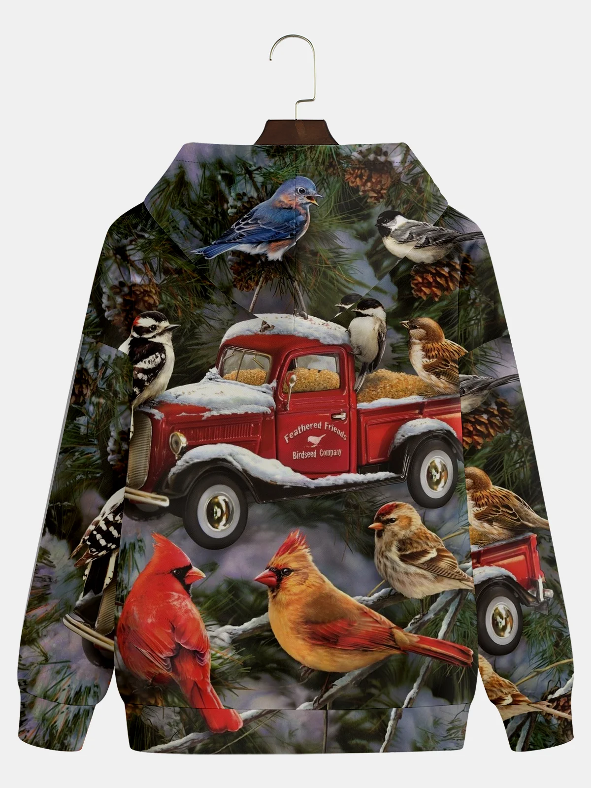 Christmas Car Bird Hoodie Sweatshirt