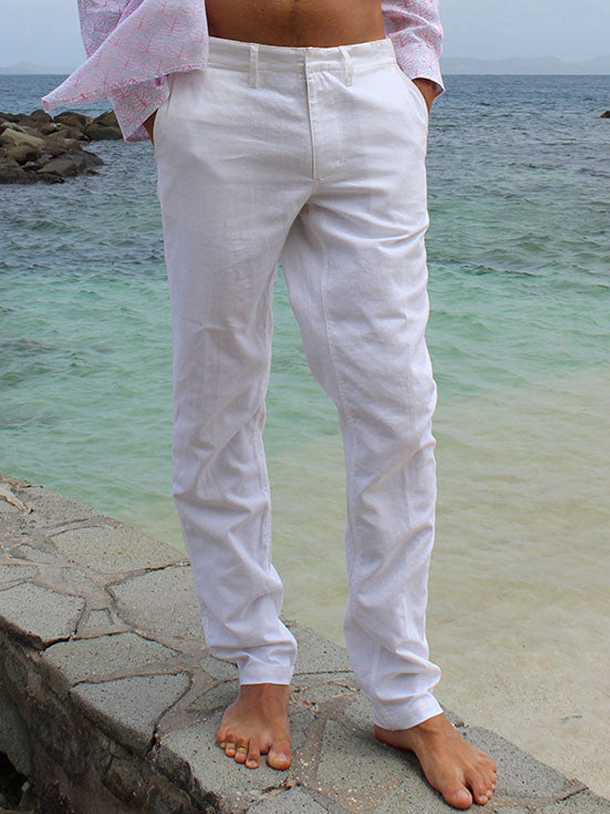 Cotton Straight Waist Straight Chino Pants