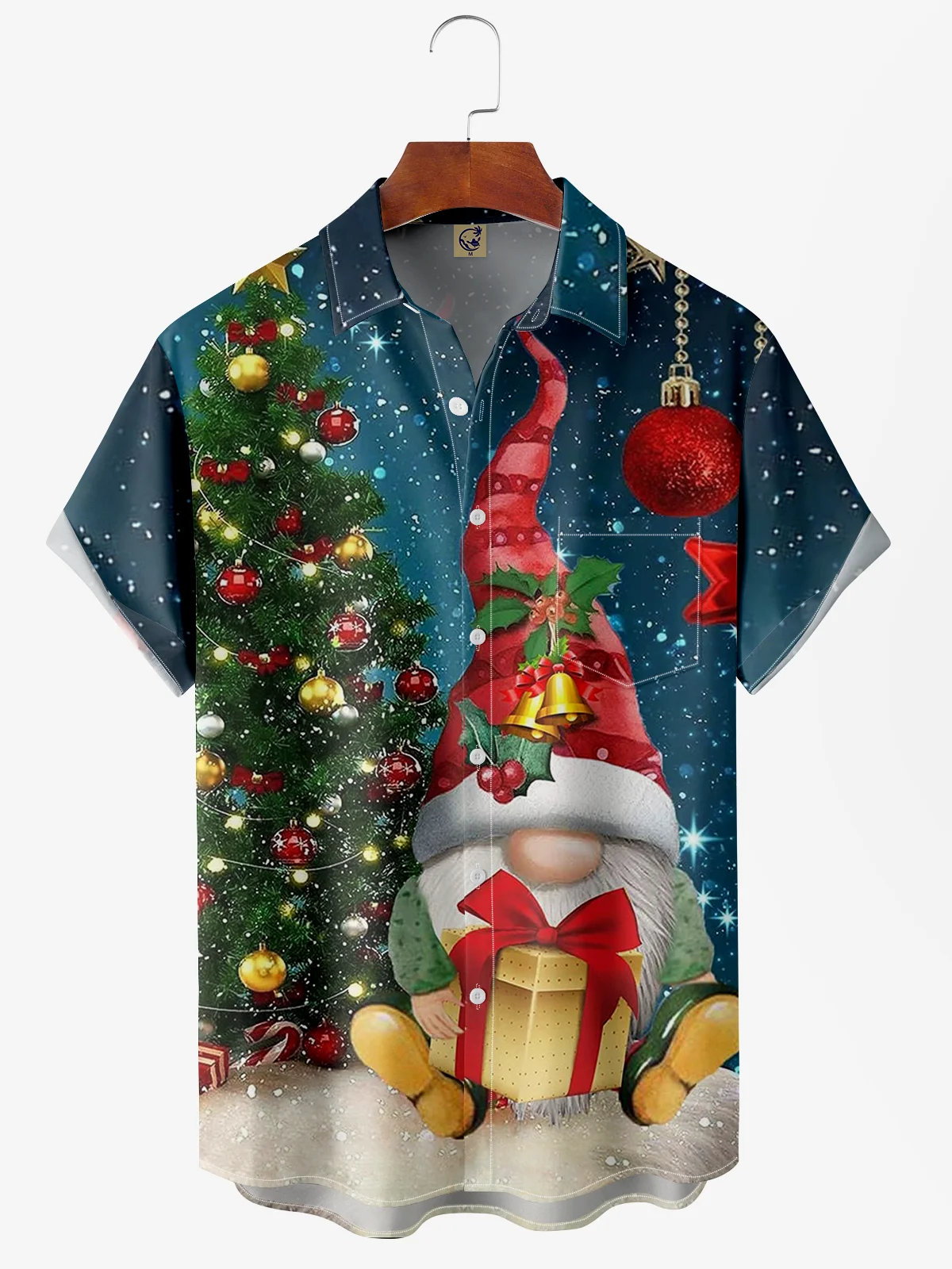 Christmas Gnomes Short Sleeve Camp Shirt