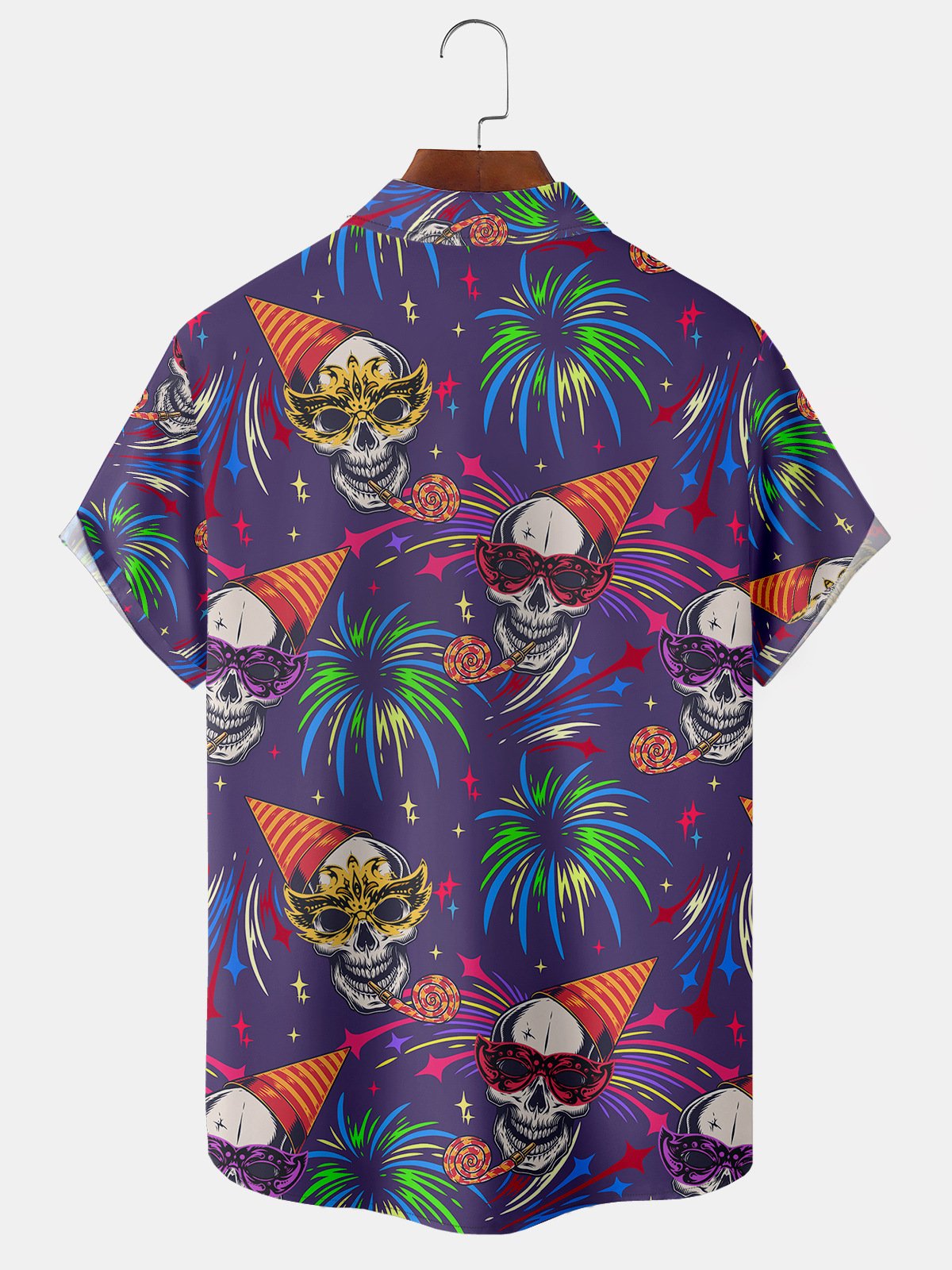 Mask Skull Chest Pocket Short Sleeve Shirt