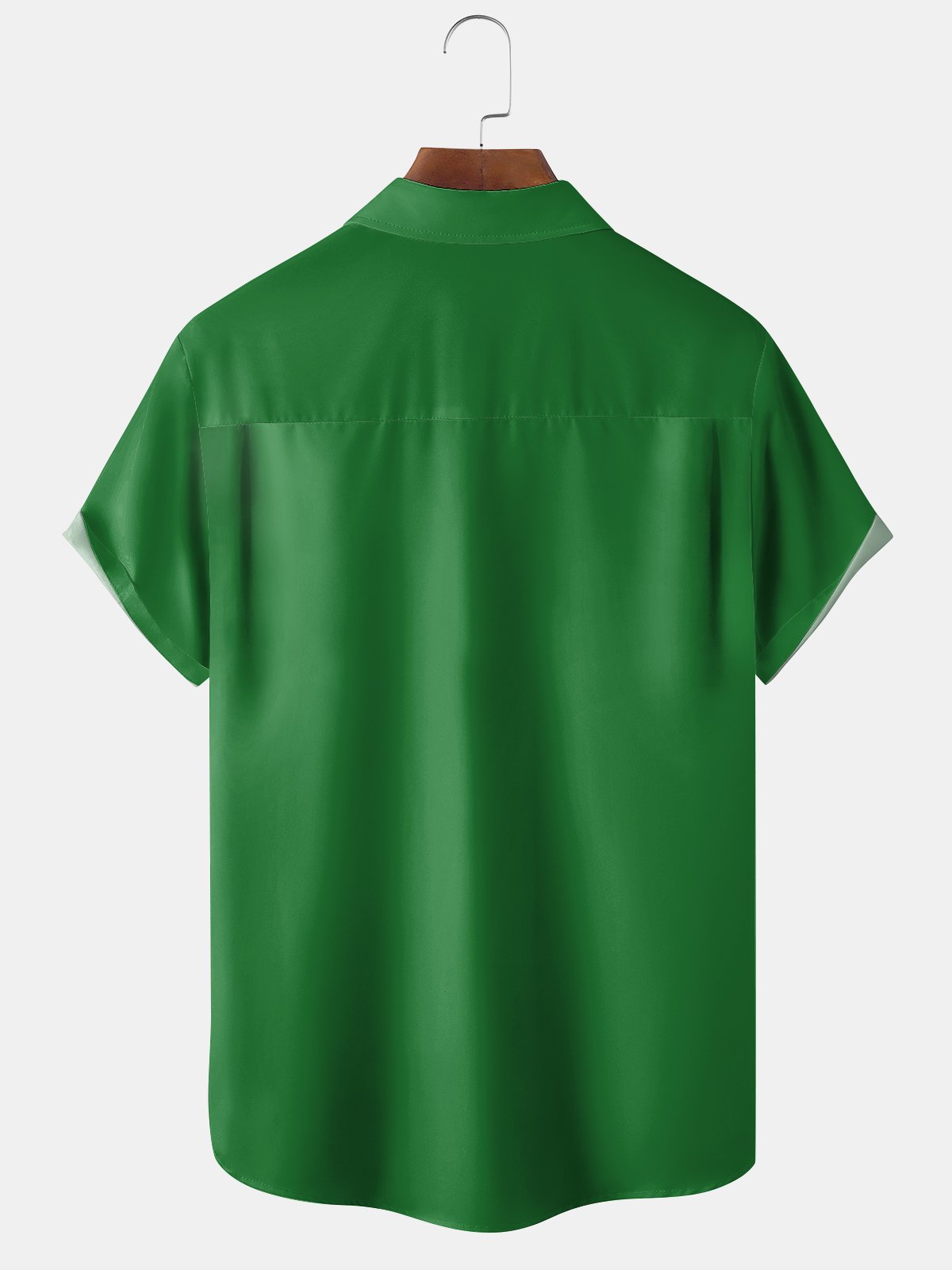 St Patricks Day Shamrock Chest Pocket Short Sleeve Bowling Shirt