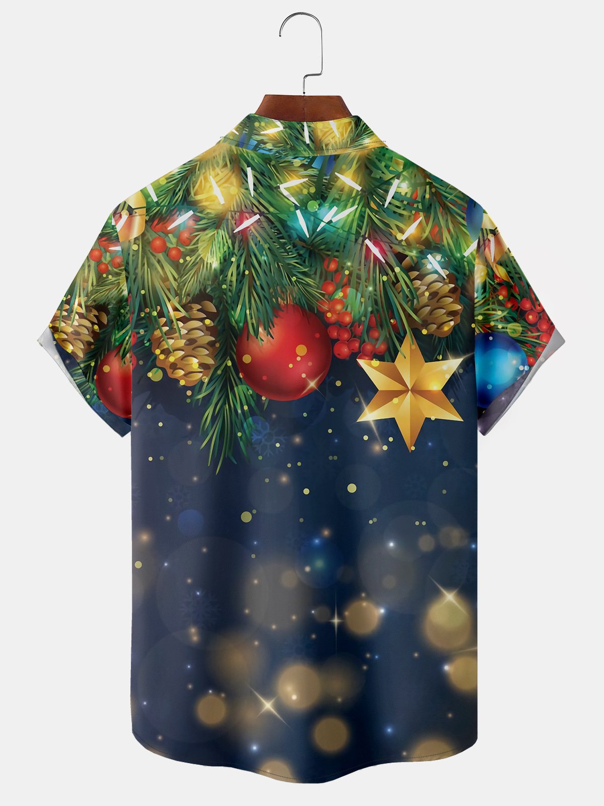 Christmas Chest Pocket Short Sleeve Casual Shirt