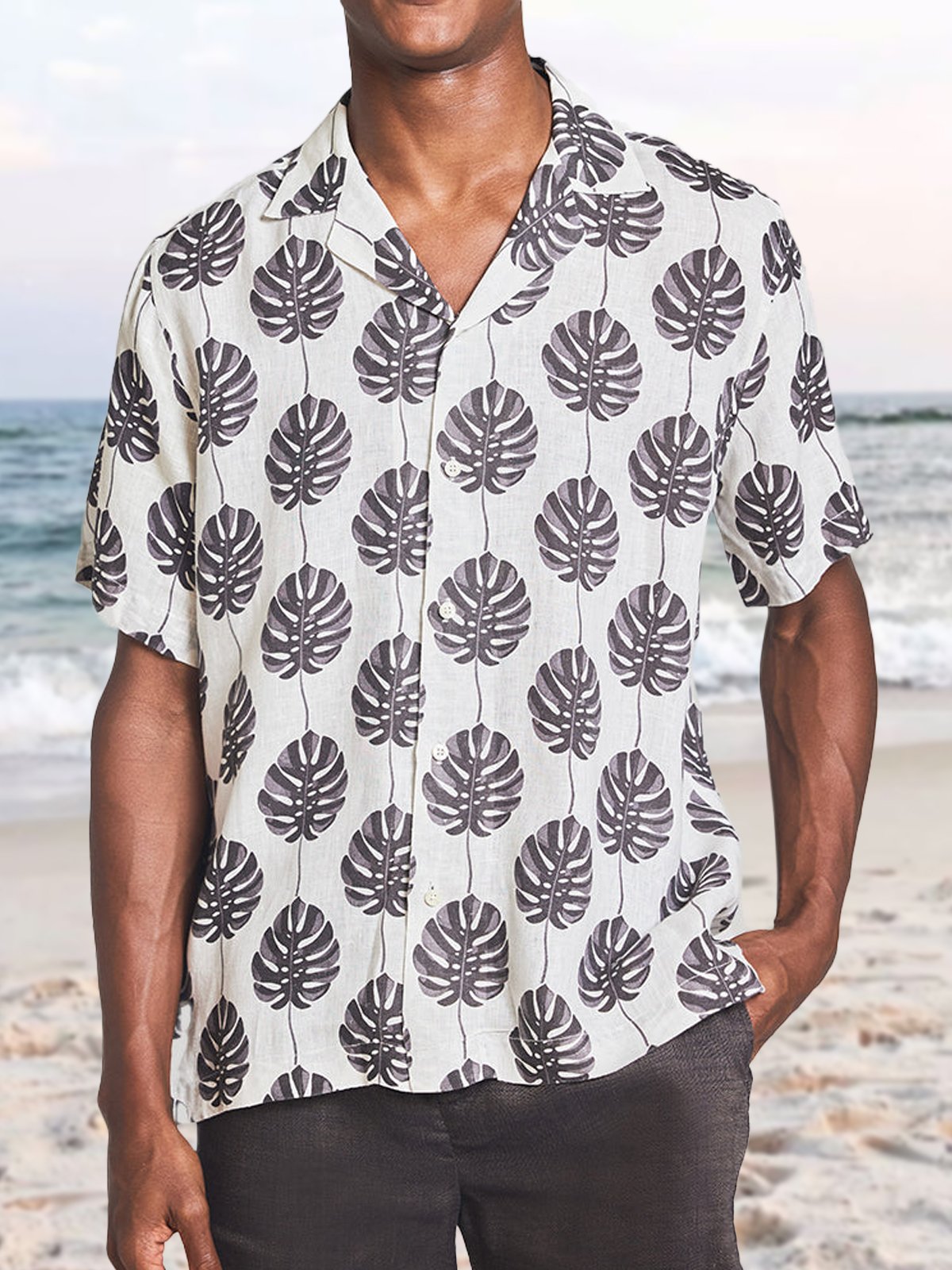 Tropical Leaf Short Sleeve Aloha Shirt