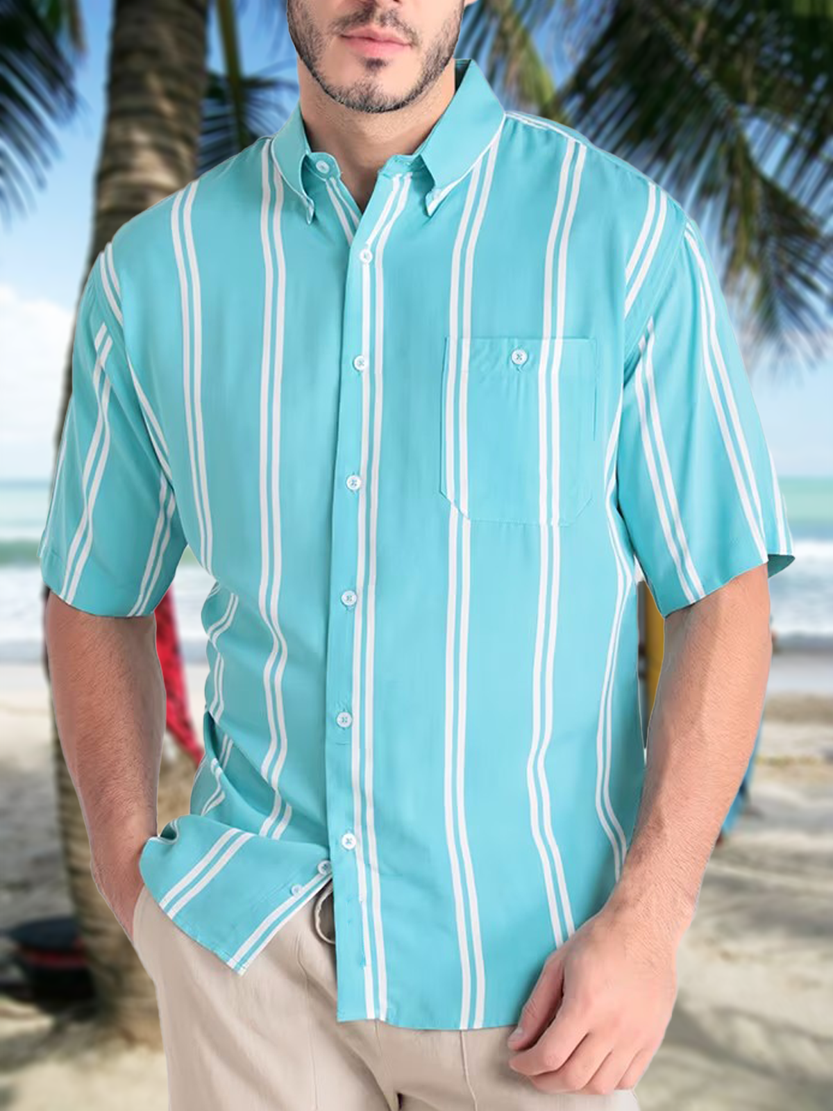 Striped Short Sleeve Casual Shirt