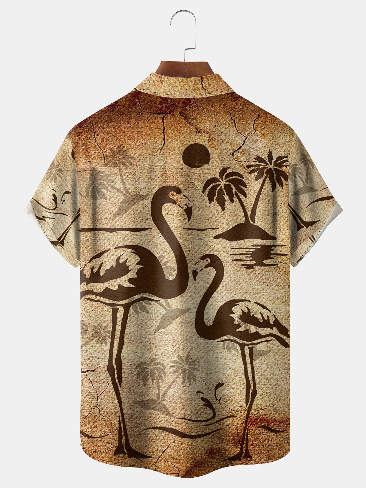 Flamingo Chest Pocket Short Sleeve Hawaiian Shirt