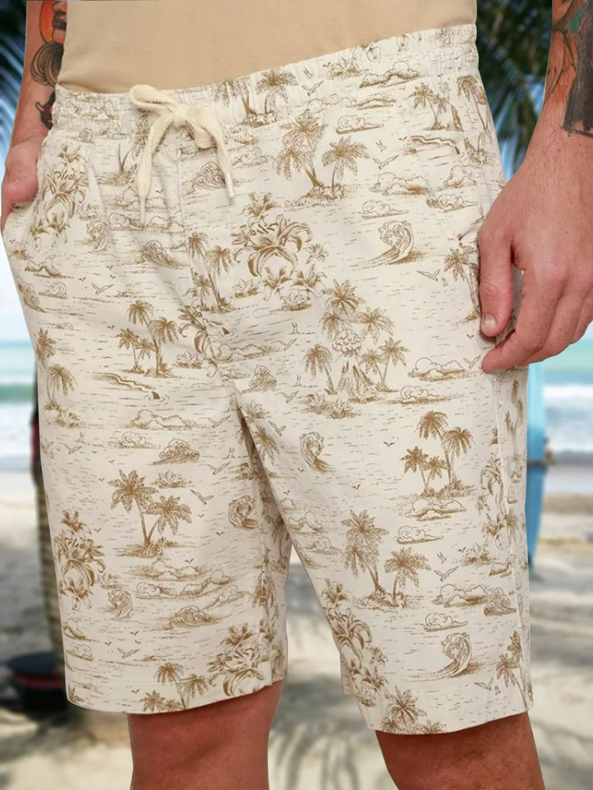 Hawaiian Coconut Tree Beach Shorts