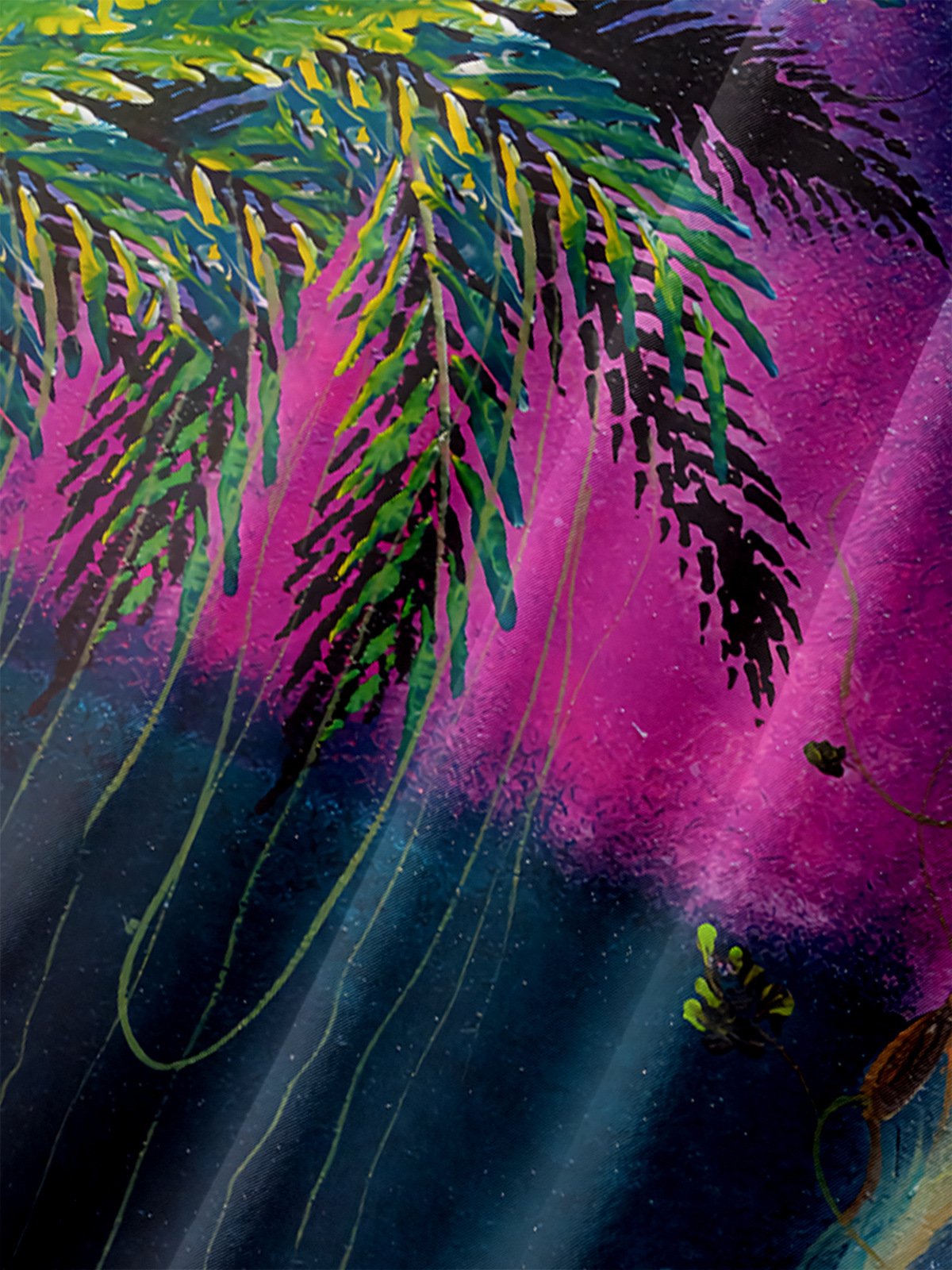 Oil Painting Parrot Chest Pocket Short Sleeve Hawaiian Shirt