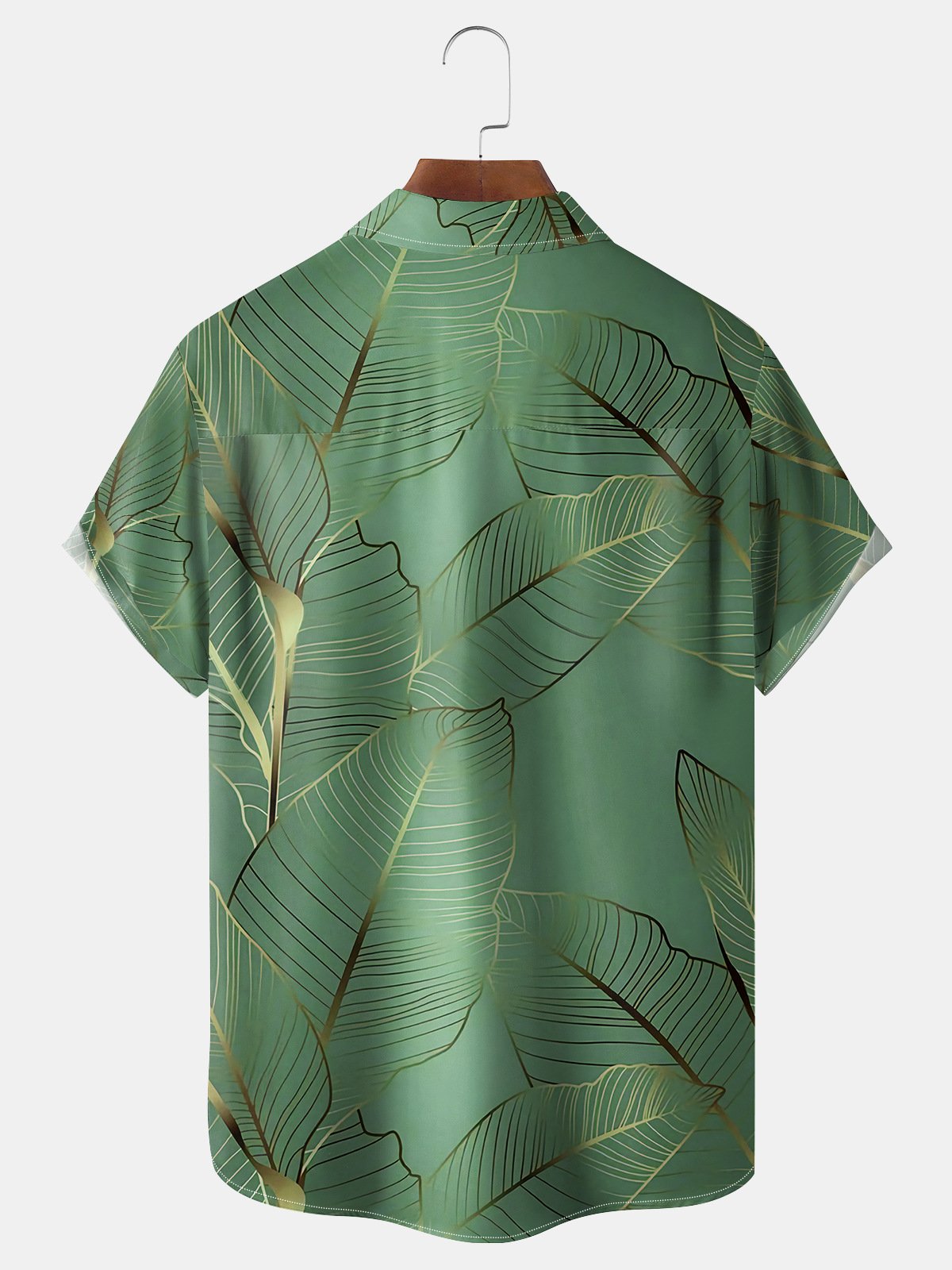 Leaves Chest Pocket Short Sleeve Hawaiian Shirt