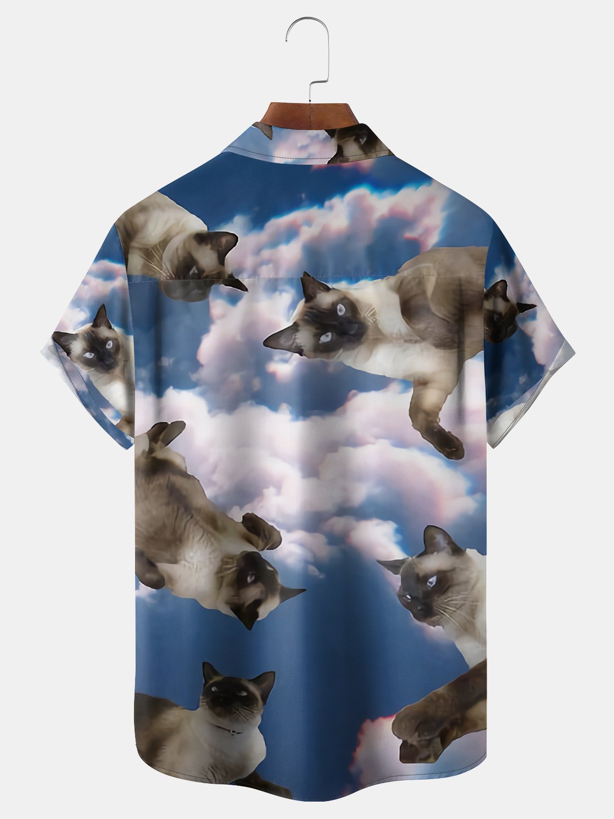 Siamese Cat Chest pocket Short Sleeve Casual Shirt