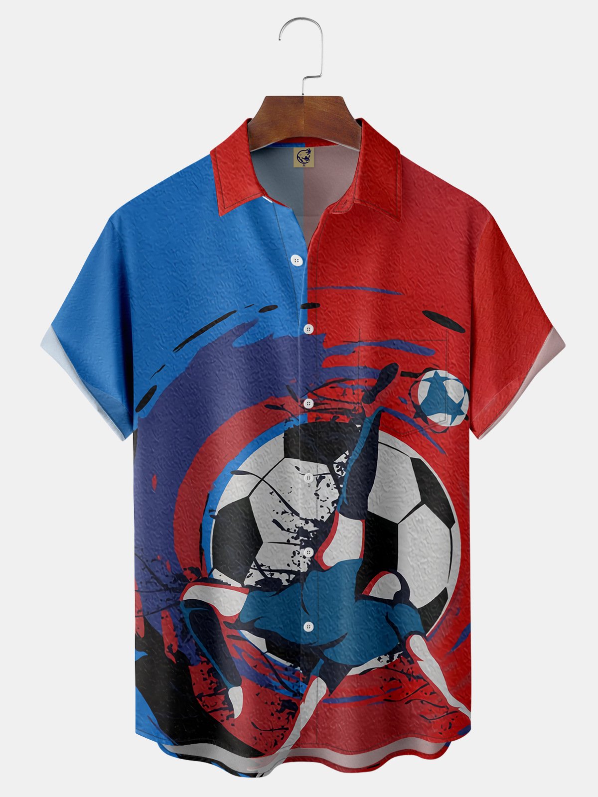 Football Soccer Team Chest Pocket Short Sleeve Shirt