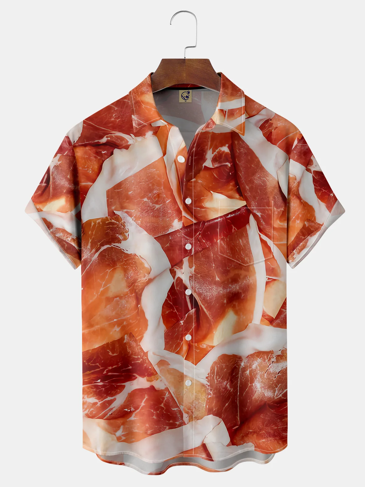 Bacon Texture Chest Pocket Short Sleeve Casual Shirt