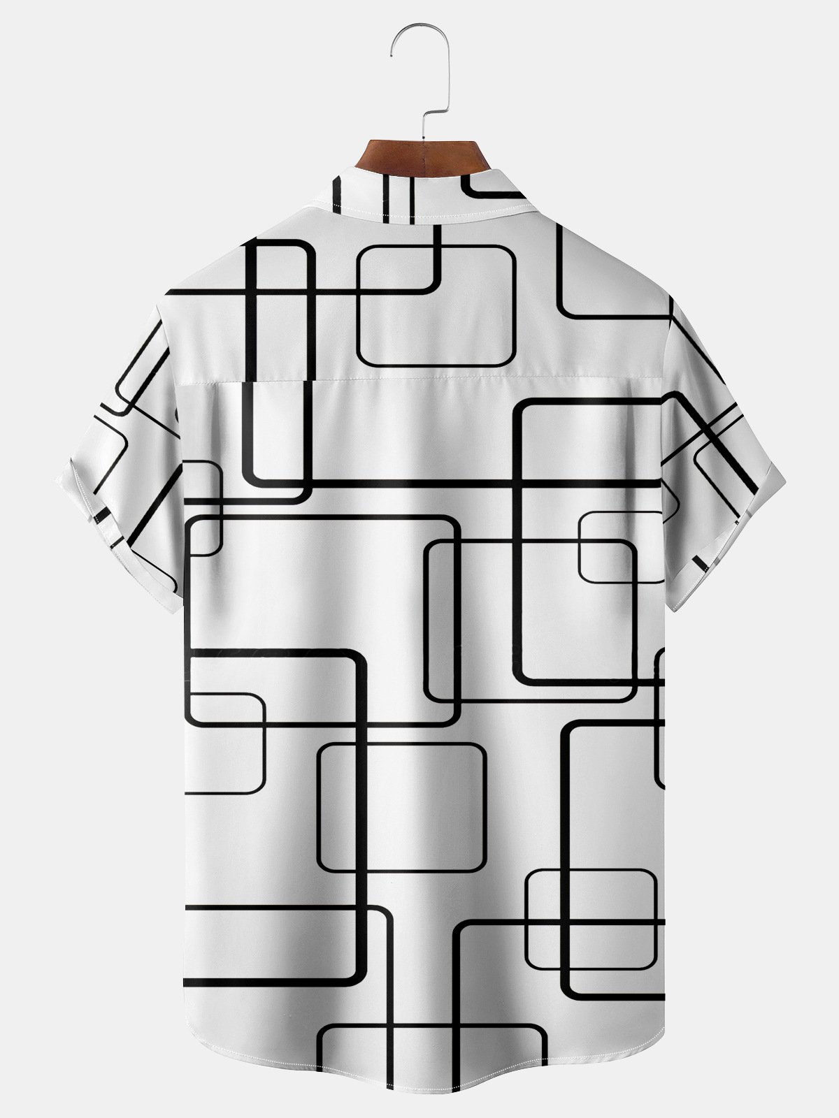 Geometric Chest Pocket Short Sleeve Casual Shirt